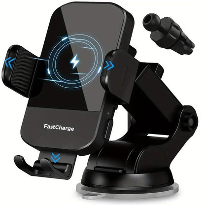 Wireless Car Dashboard Phone Holder Charger, 15W Fast Charging Auto Clamping Car Air Vent Phone Mount Charger, Compatible with Iphone Samsung Galaxy